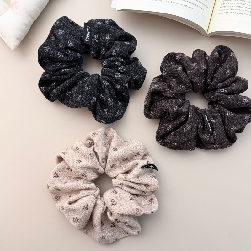 Korejskog stila pleteni cvjetni scrunchie s tiskom, elegantna gumica za kosu, ženski dodaci za kosu