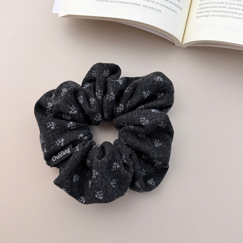 Korejskog stila pleteni cvjetni scrunchie s tiskom, elegantna gumica za kosu, ženski dodaci za kosu