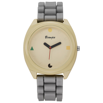 Ženski sat s silikonskom remenom, kvarcni mehanizam, okrugli brojčanik 40 mm, retro chic stil, Dopamine boja