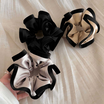 Satenski scrunchie u korejskom stilu s volanima, visokokvalitetni dodatak za vezivanje kose na stražnjem dijelu glave, gumica za kosu za punđu
