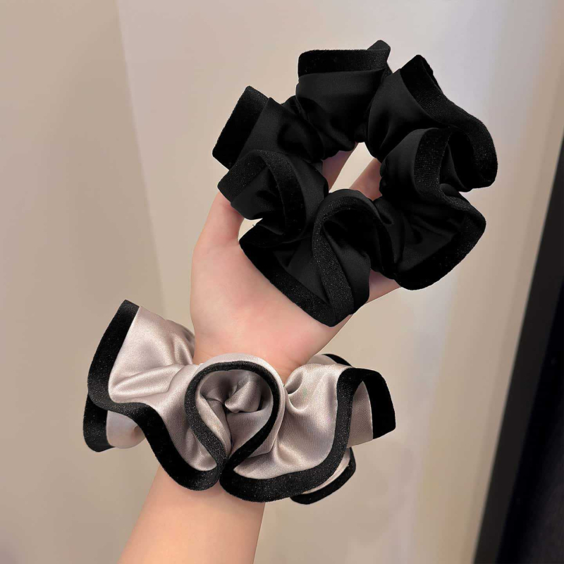 Satenski scrunchie u korejskom stilu s volanima, visokokvalitetni dodatak za vezivanje kose na stražnjem dijelu glave, gumica za kosu za punđu
