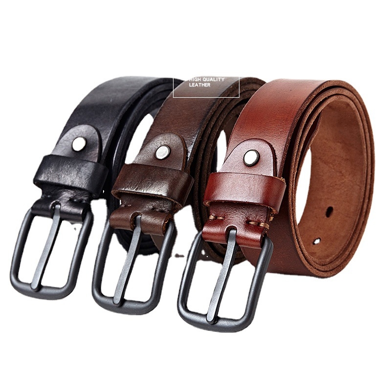 Disway Kožni kaiš od prvog sloja kože, oprana koža, kopča s iglom, unisex, širina 2-4 cm