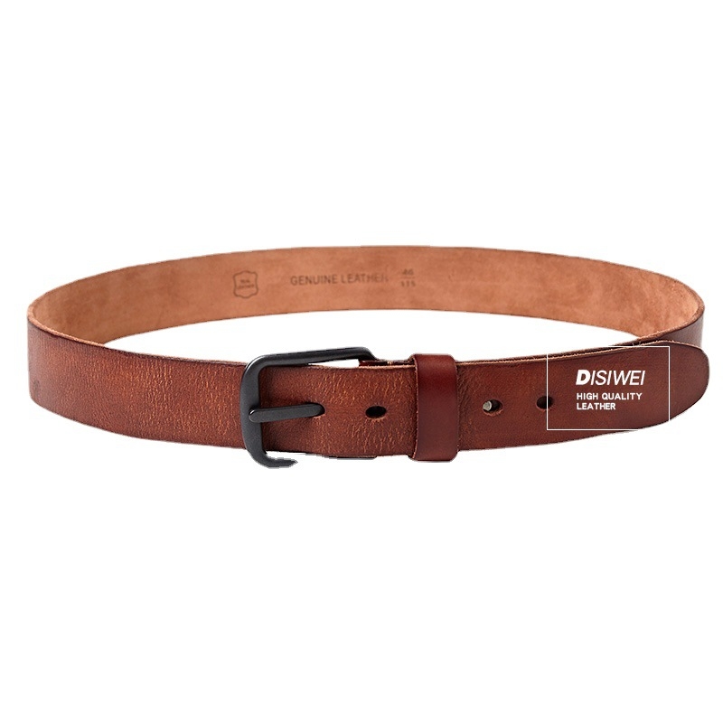 Disway Kožni kaiš od prvog sloja kože, oprana koža, kopča s iglom, unisex, širina 2-4 cm