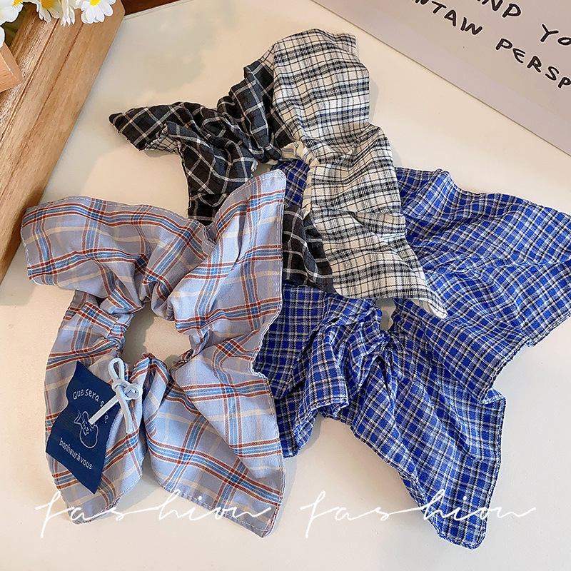 Plavi karirani scrunchie za kosu, kvadratni oblik, visoka elastičnost, 2026 novi stil