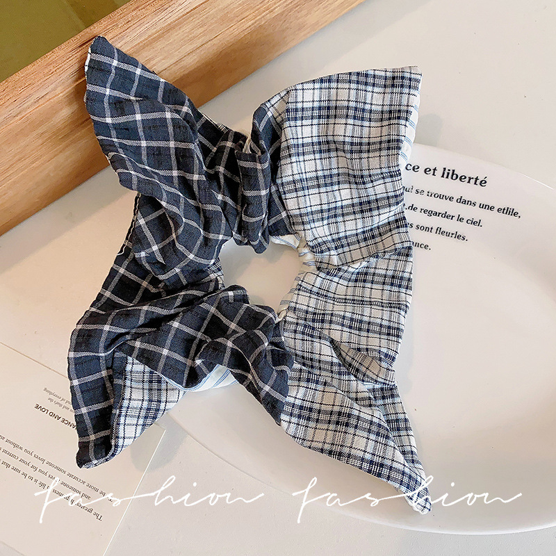 Plavi karirani scrunchie za kosu, kvadratni oblik, visoka elastičnost, 2026 novi stil