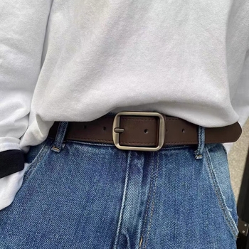 Vintage pojas od umjetne kože s kopčom na iglu u boji gunmetal, unisex, korejskog stila casual traperice