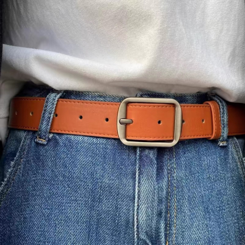 Vintage pojas od umjetne kože s kopčom na iglu u boji gunmetal, unisex, korejskog stila casual traperice