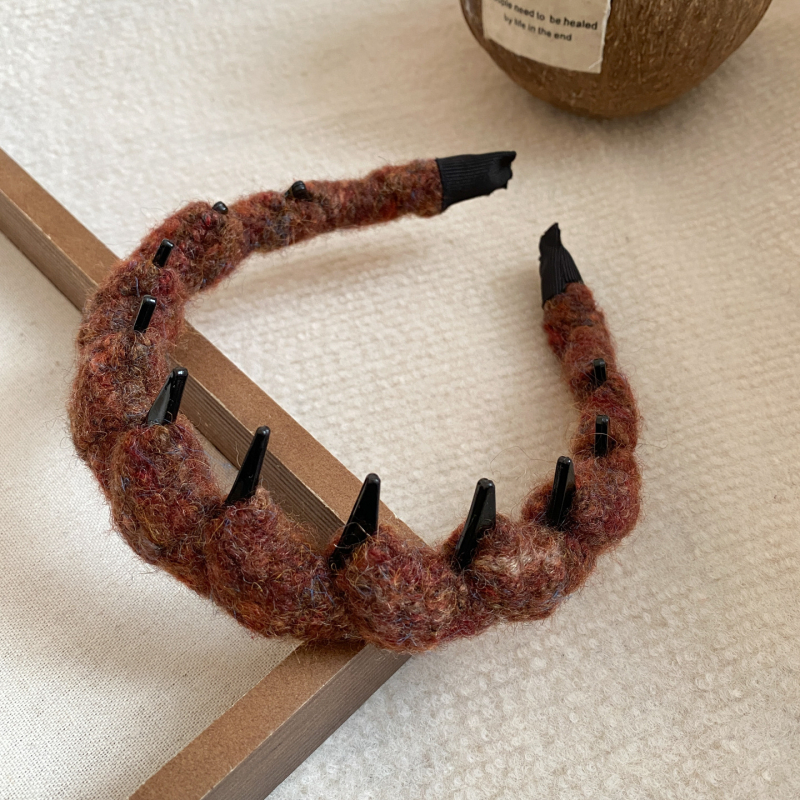 Maillard stil pletene vunene trake za kosu, jesensko-zimska retro elegancija, luksuzan ženski dodatak za kosu