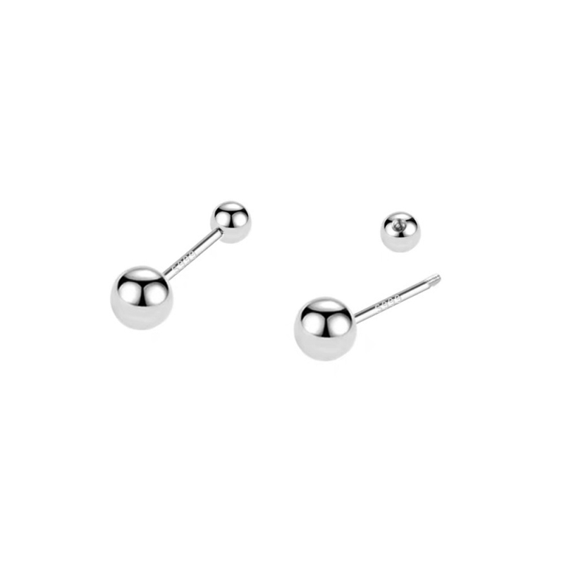 Naušnice od srebra S999, vijčane kugličaste, male i minimalističke, unisex