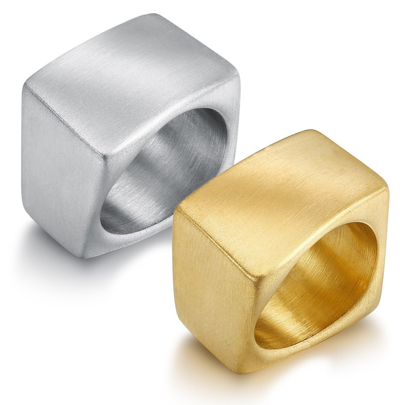 Prsten od titan čelika, minimalistički geometrijski kvadratni dizajn, unisex