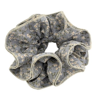 Scrunchie od tkanine sa četiri sloja, šav na rubu, retro cvjetni uzorak za proljeće, za žene, jednostavan i svestran dodatak za kosu