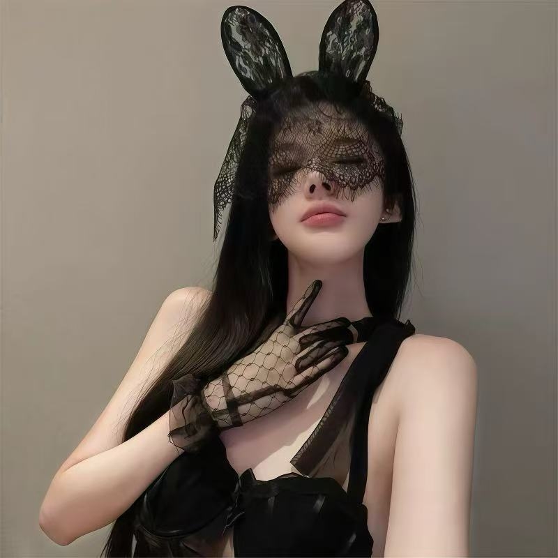 Čipkasti dijadem s mačjim ušima, za pranje lica i cosplay šminku