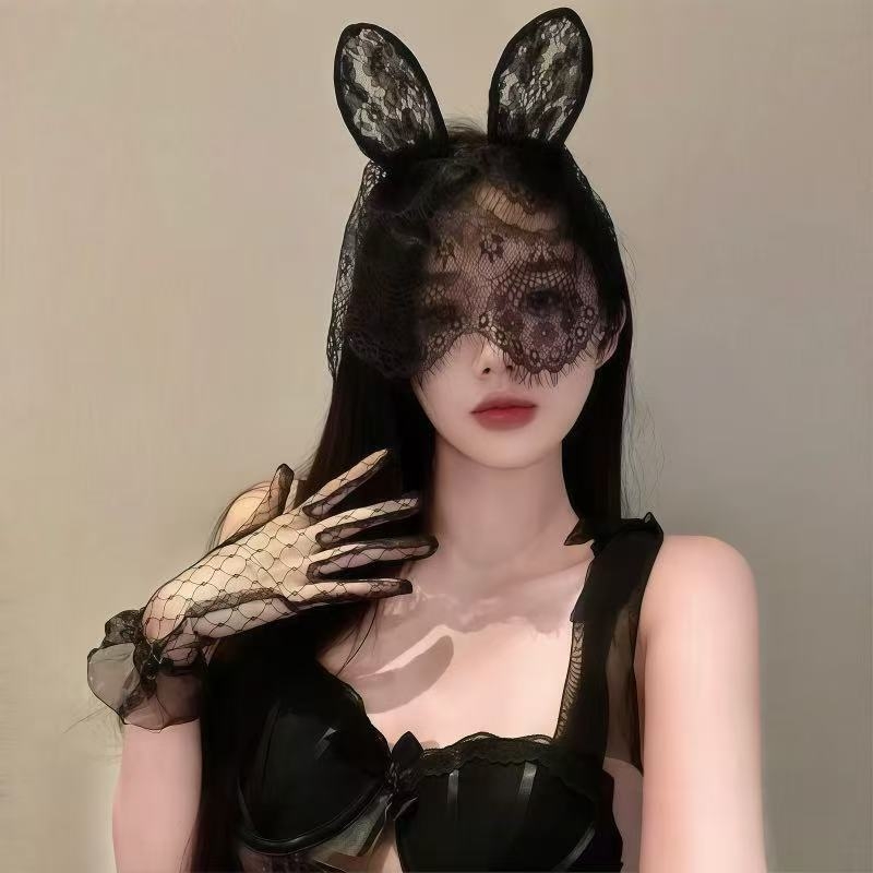 Čipkasti dijadem s mačjim ušima, za pranje lica i cosplay šminku
