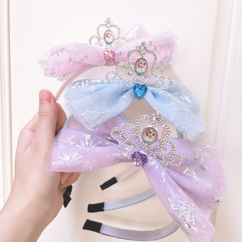 Set za kosu s tiarom princeze s kristalima: traka za kosu, ukosnice, gornji klips, bočni klips, organza mašna