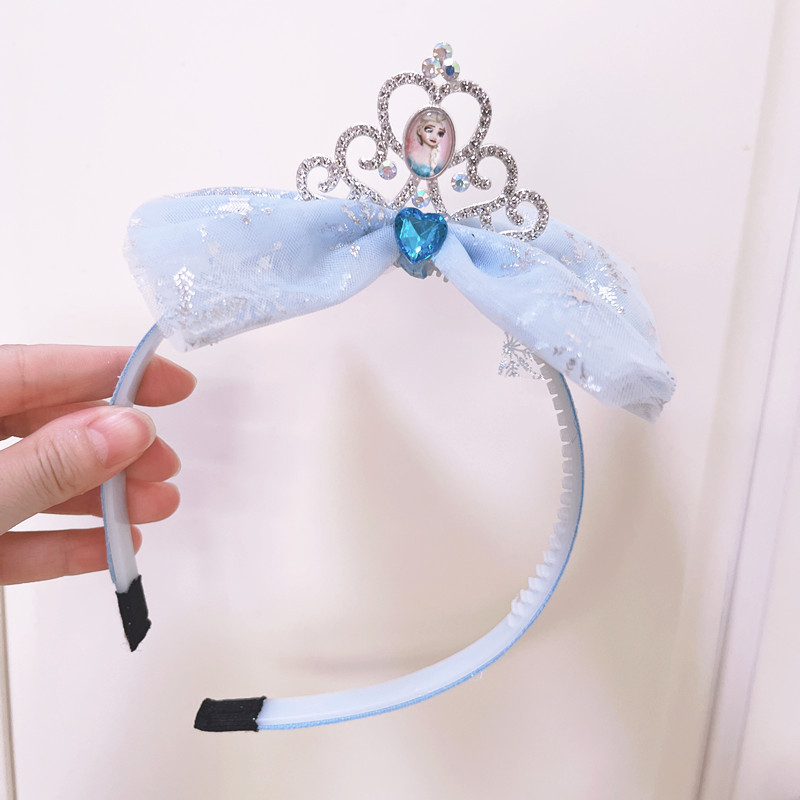 Set za kosu s tiarom princeze s kristalima: traka za kosu, ukosnice, gornji klips, bočni klips, organza mašna