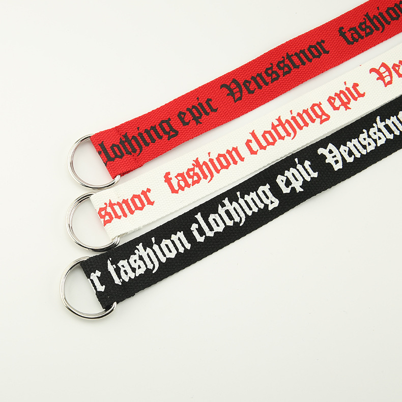 Najlonski pojas od kanvasa s tiskom, dvostruka prstenasta kopča, unisex studentski pojas