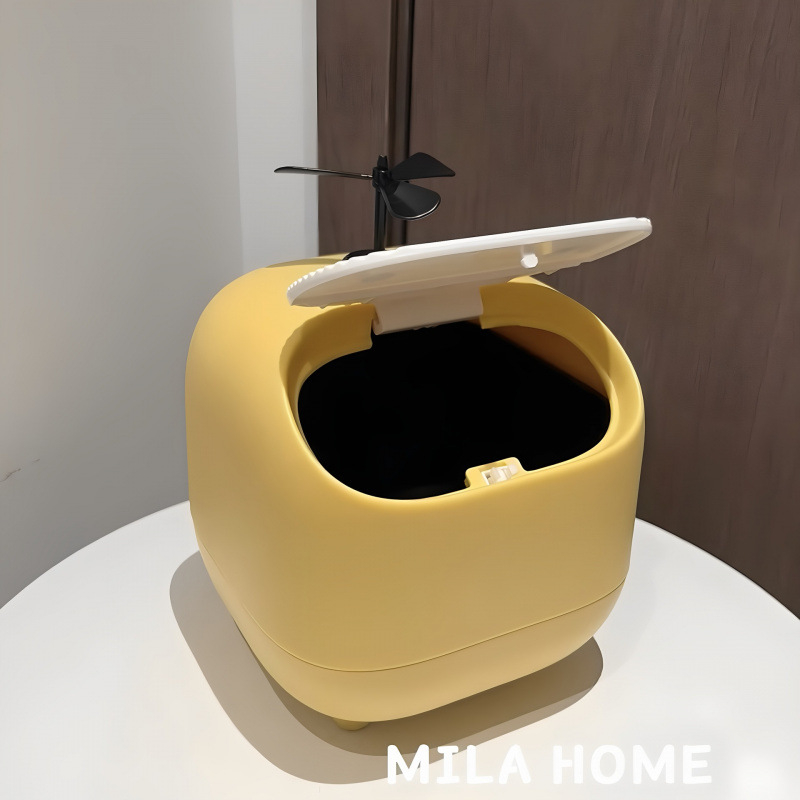 Ninja stolni koš za otpad s poklopcem, mehanizam otvaranja na pritisak, mini spremnik za pohranu