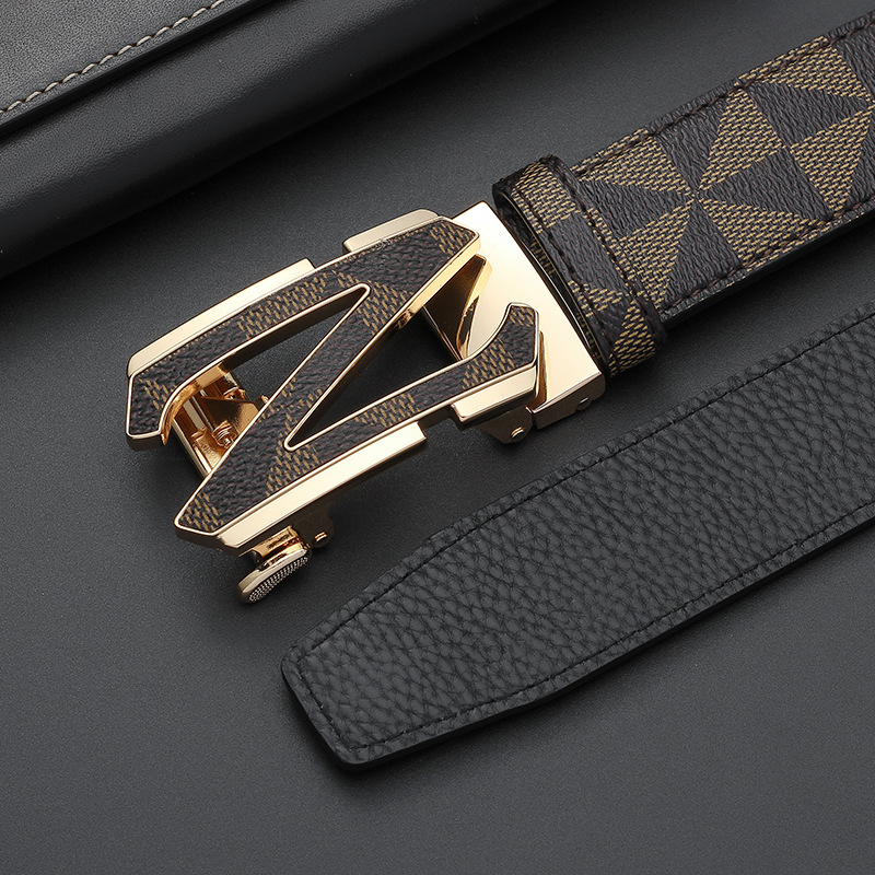 Muški kožni kaiš s automatskom kopčom od zinkove legure, LY36-24977-5, poslovni casual stil