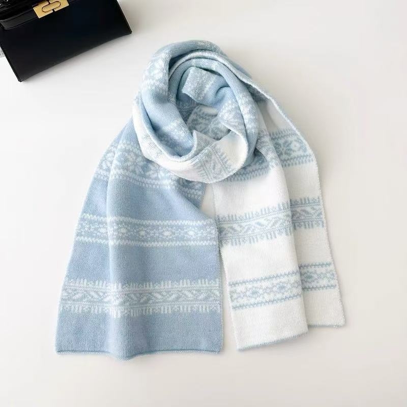 Pleteni šal u Fair Isle stilu, za žene i muškarce, vintage jacquard, dvostrani debeli vuneni šal za jesen i zimu