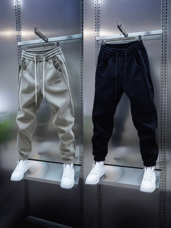 Muške sportske hlače s jednobojnim izvezenim detalima, korejski stil, moderne, elastične, uskog kroja