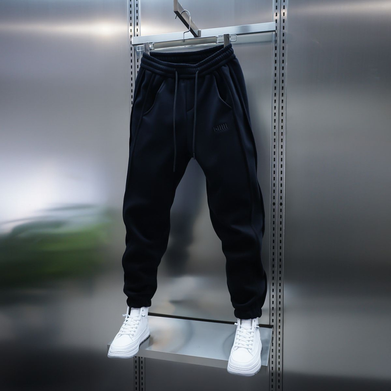 Muške sportske hlače s jednobojnim izvezenim detalima, korejski stil, moderne, elastične, uskog kroja