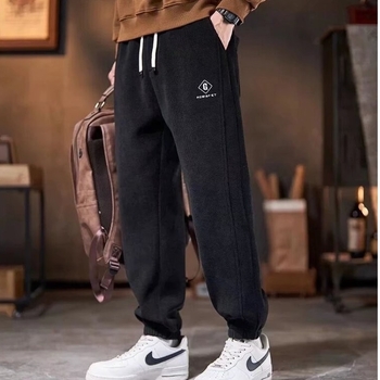 Ανδρικά παντελόνια Corduroy με επένδυση φλίς για φθινοπωρινή-χειμερινή περίοδο, άνετη γραμμή, με κορδόνι στη μέση