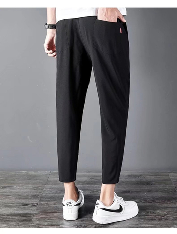 Muške ljetne sportske hlače, tanki Ice-Silk materijal, opušten kroj, cropped duljina, manžetna