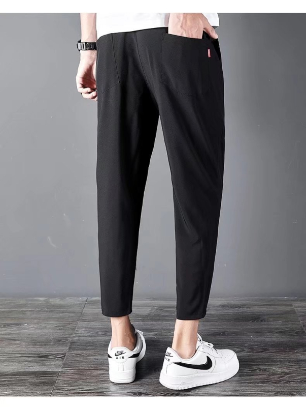 Muške ljetne sportske hlače, tanki Ice-Silk materijal, opušten kroj, cropped duljina, manžetna