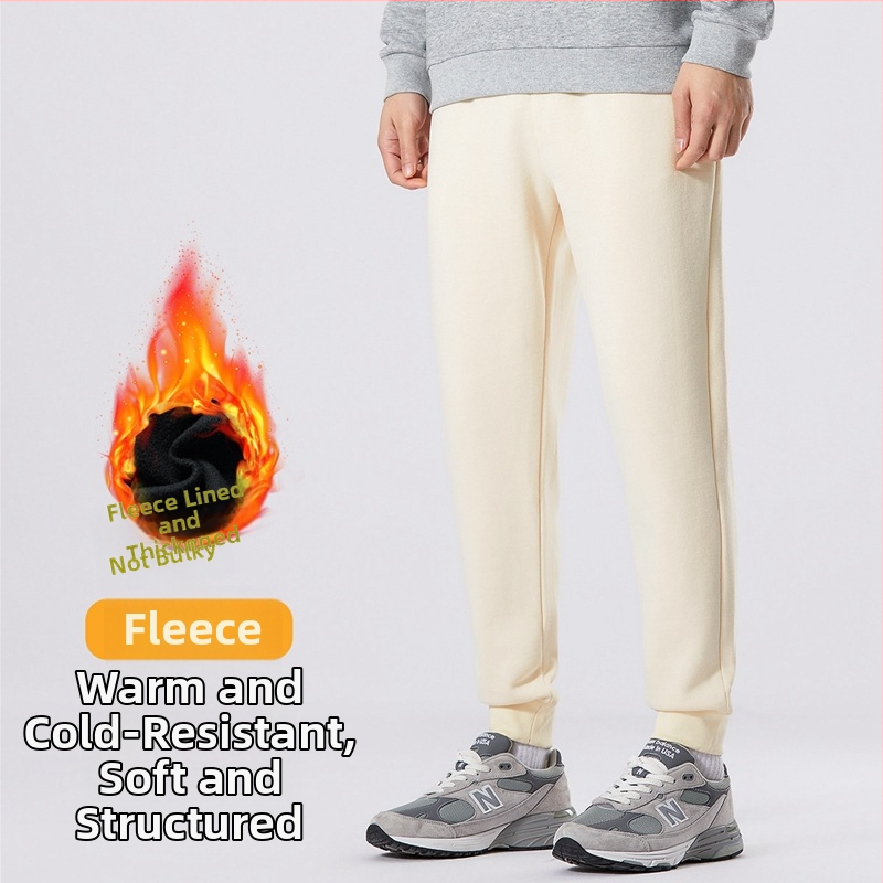 Pánske fleecované nohavice z hrubého bavlneného športového materiálu, unisex, rovný strih, dlhé, plus veľkosť, pre pár