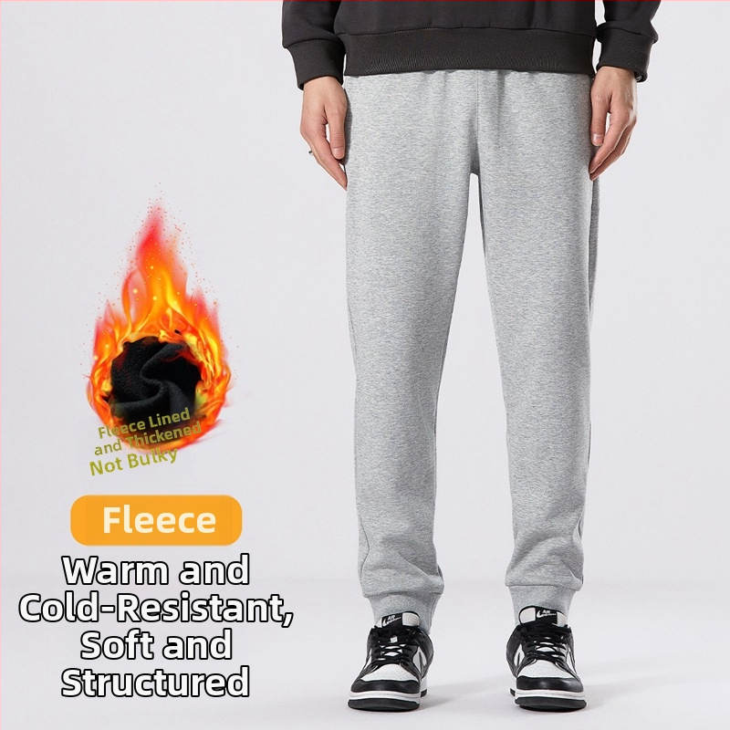 Pánske fleecované nohavice z hrubého bavlneného športového materiálu, unisex, rovný strih, dlhé, plus veľkosť, pre pár
