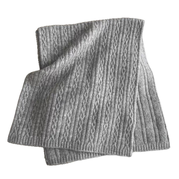 Bijeli jednobojni pleteni šal za zimu, retro twist uzorak, debeli topli vuneni miks, unisex, školski stil