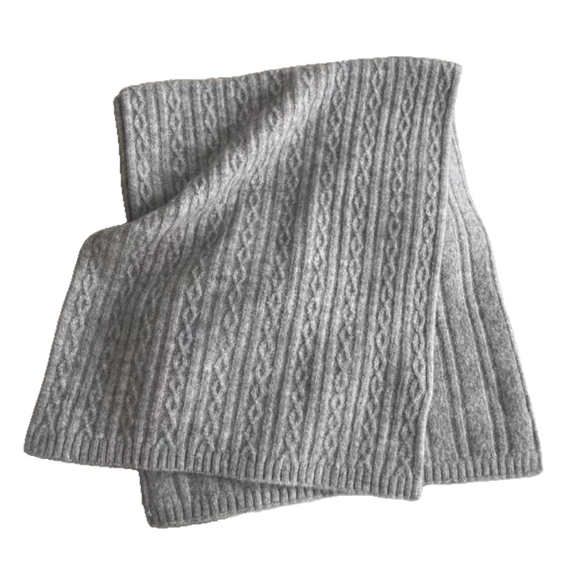 Bijeli jednobojni pleteni šal za zimu, retro twist uzorak, debeli topli vuneni miks, unisex, školski stil