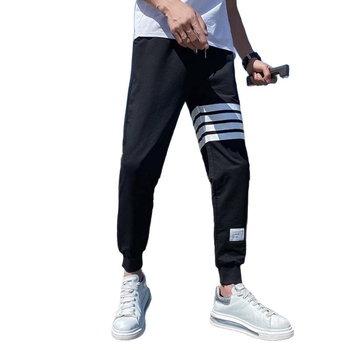 Muške sportske hlače u korejskom stilu, s četiri trake, uski kroj, manžeta na gležnju, cropped casual