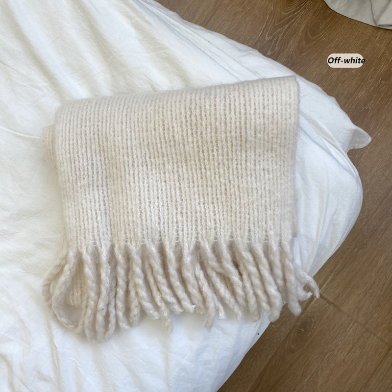 Crveni zimski šal u korejskom stilu, jednobojni pleteni šal s resicama, unisex