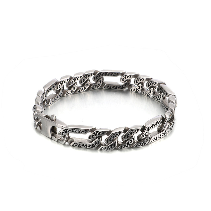 Muška narukvica od nehrđajućeg čelika s OT kopčom, odljev, punk stil, minimalistički uzorak, moderan dodatak