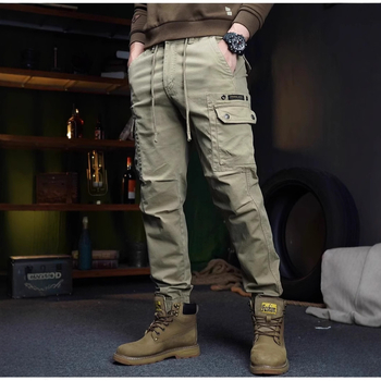 Férfiaknak szóló amerikai retro cargo nadrág húzózsinórral, mindennapi jogger nadrág, taktikai stílus