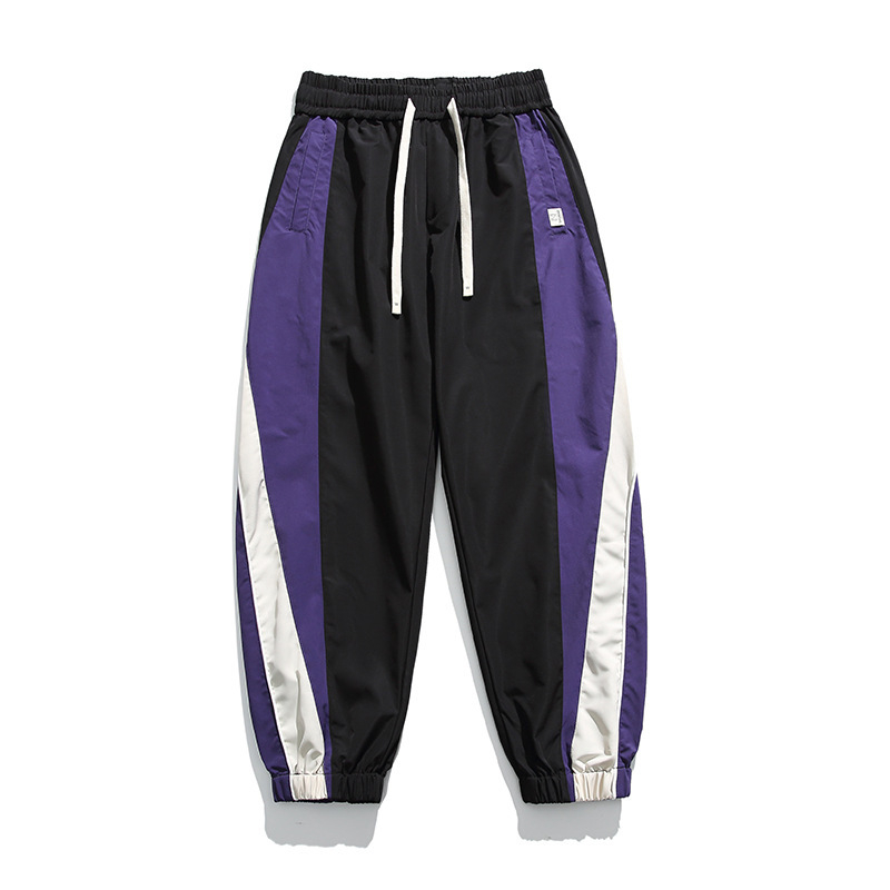 Ανδρικά casual jogger παντελόνια με πλευρική ρίγα και σχέδιο color-block, στυλ δρόμου πόλης άνοιξη-φθινόπωρο