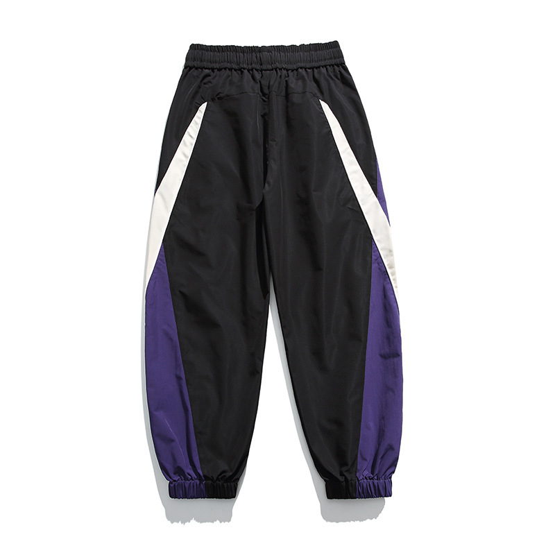 Ανδρικά casual jogger παντελόνια με πλευρική ρίγα και σχέδιο color-block, στυλ δρόμου πόλης άνοιξη-φθινόπωρο