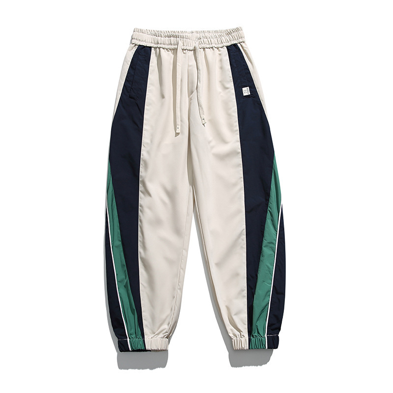 Ανδρικά casual jogger παντελόνια με πλευρική ρίγα και σχέδιο color-block, στυλ δρόμου πόλης άνοιξη-φθινόπωρο
