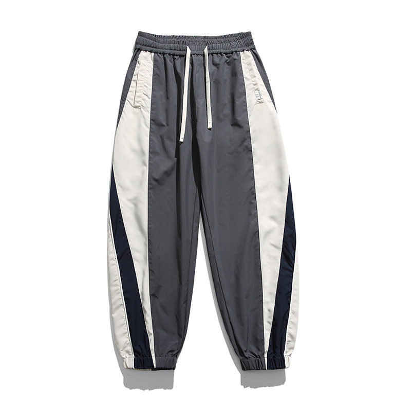 Ανδρικά casual jogger παντελόνια με πλευρική ρίγα και σχέδιο color-block, στυλ δρόμου πόλης άνοιξη-φθινόπωρο