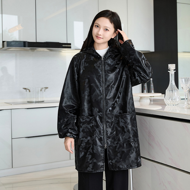 PU mekana koža vodootporna zaštitna jakna s fleece unutrašnjosti, otporna na mrlje i ulje, kamuflažni dizajn za jesen/zimu, unisex