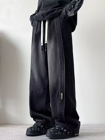 Plusz méretű férfi farmer, 2026-os új modell, széles lábszárú és egyenes szabású, mindennapi.