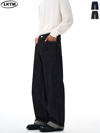 Lktm Ανδρικά vintage τζιν από raw selvedge με κόκκινο τελείωμα, 2023M, χαλαρή ίσια γραμμή, καθημερινά παντελόνια