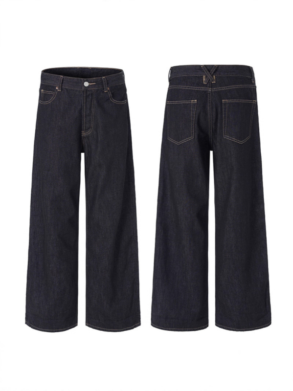 Lktm Ανδρικά vintage τζιν από raw selvedge με κόκκινο τελείωμα, 2023M, χαλαρή ίσια γραμμή, καθημερινά παντελόνια