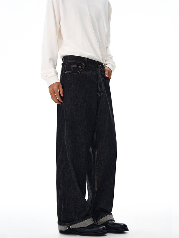 Lktm Ανδρικά vintage τζιν από raw selvedge με κόκκινο τελείωμα, 2023M, χαλαρή ίσια γραμμή, καθημερινά παντελόνια
