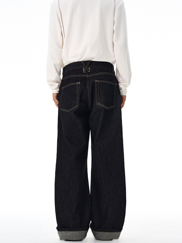 Lktm Ανδρικά vintage τζιν από raw selvedge με κόκκινο τελείωμα, 2023M, χαλαρή ίσια γραμμή, καθημερινά παντελόνια