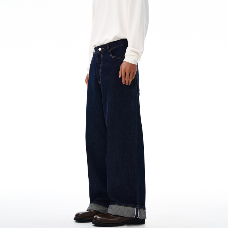 Lktm Ανδρικά vintage τζιν από raw selvedge με κόκκινο τελείωμα, 2023M, χαλαρή ίσια γραμμή, καθημερινά παντελόνια