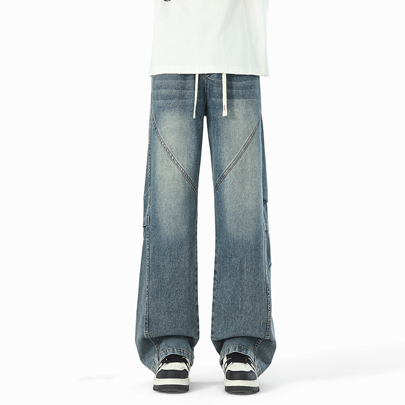 Férfi denimnadrágok, 2026 tavaszi dizájn, laza szabás, retro stílus, mindennapi nadrág, nagy méret