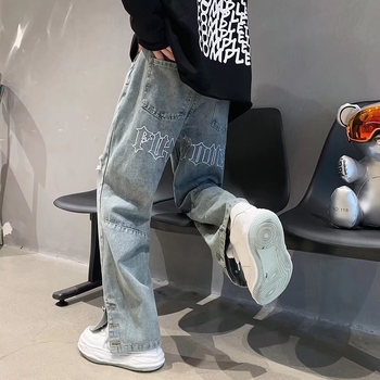 Muške široke traperice za proljeće, američki retro hip-hop stil, nišni dizajn, ulični vibe, trendi casual hlače