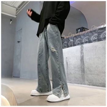 Muške široke traperice za proljeće, američki retro hip-hop stil, nišni dizajn, ulični vibe, trendi casual hlače